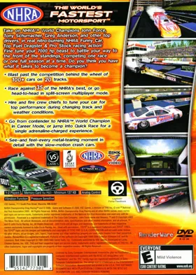 NHRA Championship Drag Racing box cover back